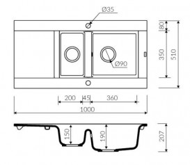 Мойка для кухни Marmorin Voga II 1,5k 10 100х51 см искусственный камень Magranit коричневый 712 513 004
