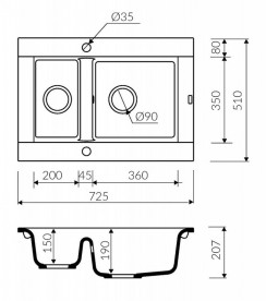 Мийка для кухні Marmorin Voga II 1,5k 72,5х51 см штучний камінь Magranit коричневий 712 503 004