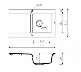 Мийка для кухні Marmorin Voga II 1k 10 84х51 см штучний камінь Magranit пісочний 712 113 007