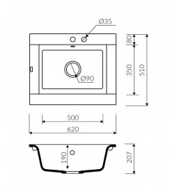 Мийка для кухні Marmorin Voga II 1k 62х51 см штучний камінь Magranit сафарі 712 103 001