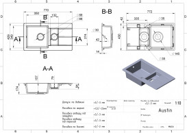  	Мийка для кухні Miraggio Austin 77,2х43 см кварцовий пісок Mirastone чорний 0000070