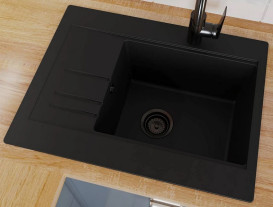 Мийка для кухні Miraggio Bodrum 64,9х50 см кварцовий пісок Mirastone total black 0002709