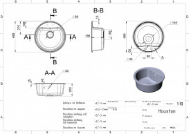 Мийка для кухні Miraggio Houston Ø49,5 см кварцовий пісок Mirastone чорний 0000086