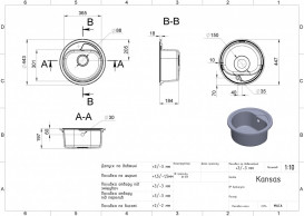 Мойка для кухни Miraggio Kansas Ø44,7 см кварцевый песок Mirastone серый 0000091