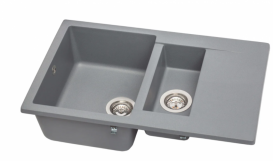 Мойка для кухни Miraggio La Pas врезная прямоугольная с 2 чашами с переливом матовый Gray 0000020
