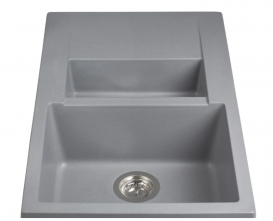 Мойка для кухни Miraggio La Pas врезная прямоугольная с 2 чашами с переливом матовый Gray 0000020