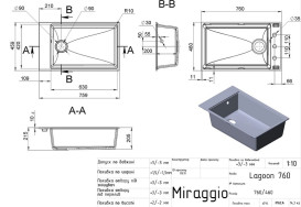Мойка для кухни Miraggio Lagoon 76х46 см кварцевый песок Mirastone черный 0002085