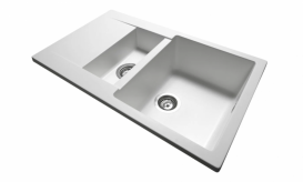 Мойка для кухни Miraggio La Pas врезная прямоугольная с 2 чашами с переливом матовый  White 0000025