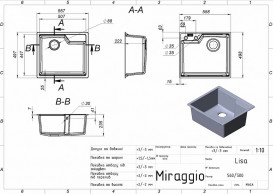 Мийка для кухні Miraggio Lisa 55,8х49,8 см кварцовий пісок Mirastone жасмин 0002240