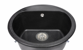 Мийка для кухні Miraggio Malibu 517x517x221 врізна кругла з переливом матовий Black 0000026