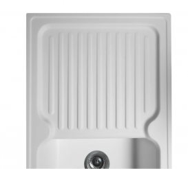 Мойка для кухни Miraggio Orlean врезная прямоугольная с крылом с переливом матовый White 0000038