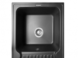 Мийка для кухні Miraggio Orlean врізна прямокутна з крилом з переливом матовий Black 0000033