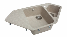 Мийка для кухні Miraggio Tirion врізна з 2 чашами з крилом матовий Sand 0000042