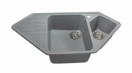 Мийка для кухні Miraggio Tirion врізна з 2 чашами з крилом матовий Gray 0000040