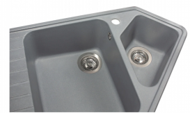 Мийка для кухні Miraggio Tirion врізна з 2 чашами з крилом матовий Gray 0000040