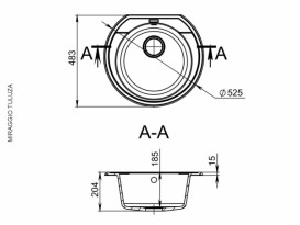 Мийка для кухні Miraggio Tuluza Ø52,5 см кварцовий пісок Mirastone шоколад 0001593