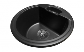Мойка для кухни Miraggio Valencia врезная круглая с переливом матовый Black 0000051