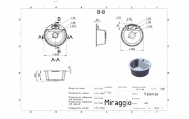 Мийка для кухні Miraggio Valencia врізна кругла з переливом матовий Gray 0000052