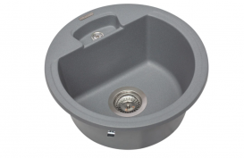 Мийка для кухні Miraggio Valencia врізна кругла з переливом матовий Gray 0000052
