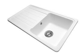 Мойка для кухни Miraggio Versal врезная прямоугольная с крылом с переливом матовый White 0000063