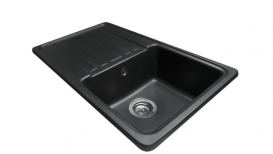 Мийка для кухні Miraggio Versal врізна прямокутна з крилом з переливом матовий Black 0000058