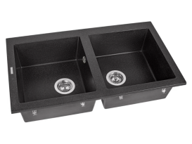 Мийка для кухні Miraggio Westeros 87x50x20 врізна з переливом Black Shine 0002566