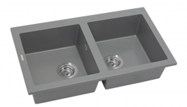 Мийка для кухні Miraggio Westeros 87x50x20 врізна з отвором переливу матовий Gray 0000065