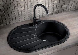 Мойка для кухни овальная BLANCO TAMOS 45 S  врезная  искусственный гранит  антрацит 521390