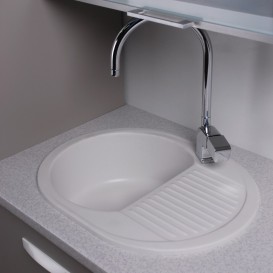 Мойка для кухни овальная Буль-Буль Yuta оборачиваемая врезная Магранит белый 102060001