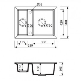 Мийка для кухні Marmorin Cire 1,5k 63х50 см штучний камінь Magranit сафарі  375 503 001