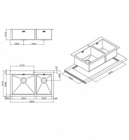 Мийка для кухні прямокутна Apell Amalthea чаша зліва нержавіюча сталь сатин SQ4530ISC