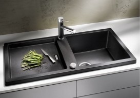 Мийка для кухні прямокутна BLANCO Adon XL 6S SILGRANIT врізна з клапаном-автоматом антрацит 523604
