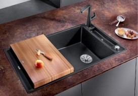 Мойка для кухни прямоугольная BLANCO Axia III XL 6S SILGRANIT врезная  с клапаном-автоматом  темная скала 523501