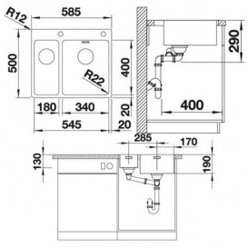 Мийка для кухні прямокутна Blanco Andano 340/180-IF-А нержавіюча сталь дзеркальна поліровка 522996