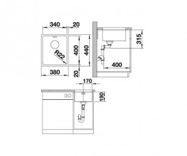 Мийка для кухні прямокутна Blanco Andano 340-IF нержавіюча сталь дзеркальна поліровка 522953