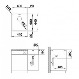 Мойка для кухни квадратная Blanco Andano 400-IF нержавеющая сталь  зеркальная полировка 522957