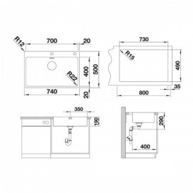 Мойка для кухни прямоугольная Blanco Andano 700-IF-А нержавеющая сталь  зеркальная полировка 522995