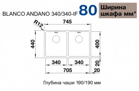 Мойка для кухни прямоугольная Blanco Andano 340/340-IF нержавеющая сталь полированная 522981