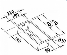 Мойка для кухни прямоугольная BLANCO CLARON 180-U хром 513521