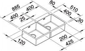 Мийка для кухні прямокутна Blanco CLARON 400/400-IF / А нержавіюча сталь дзеркальна поліровка +521654