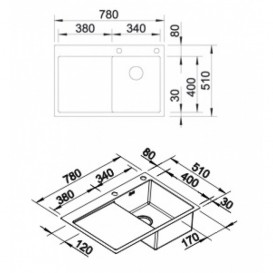 Мийка для кухні прямокутна Blanco CLARON 4 S-IF / А чаша справа нержавіюча сталь дзеркальна поліровка 521 623