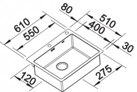 Мойка для кухни прямоугольная Blanco CLARON 550-IF нержавеющая сталь  зеркальная полировка 521578