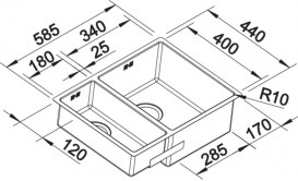 Мийка для кухні прямокутна Blanco CLARON 340/180-IF чаша справа нержавіюча сталь дзеркальна поліровка 521608