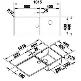 Мийка для кухні прямокутна Blanco CLARON 400/550-Т-IF чаша зліва нержавіюча сталь дзеркальне полірування 521599