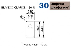 Мойка для кухни прямоугольная Blanco CLARON 180-U нержавеющая сталь  зеркальная полировка 521565