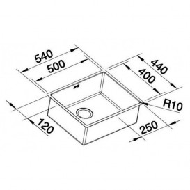 Мойка для кухни прямоугольная Blanco CLARON 500-U нержавеющая сталь  зеркальная полировка 521577