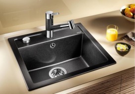 Мийка для кухні прямокутна BLANCO DALAGO 5 SILGRANIT врізна з клапаном-автоматом темна скеля 518848