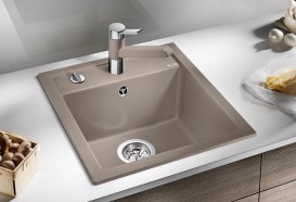 Мойка для кухни прямоугольная BLANCO DALAGO 5 SILGRANIT врезная  с клапаном-автоматом  серый беж 518528