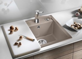 Мойка для кухни прямоугольная BLANCO DALAGO 5 SILGRANIT врезная  с клапаном-автоматом  серый беж 518528