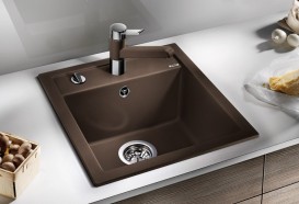 Мийка для кухні прямокутна BLANCO DALAGO 5 SILGRANIT врізна з клапаном-автоматом кава 518529